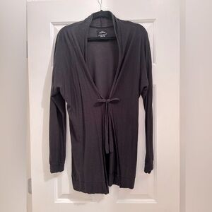 Natural Michelle boho black tie-front cardigan sweater - medium